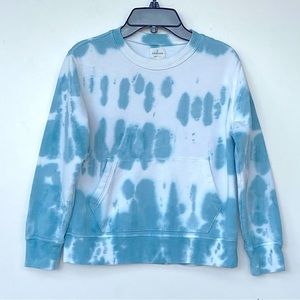 CREWCUTS J Crew French Terry Sweatshirt Tie Dye 100% Cotton Blue White Large
